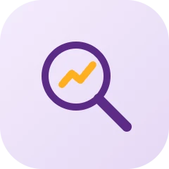 SEO services icon - magnifying glass with ranking growth
